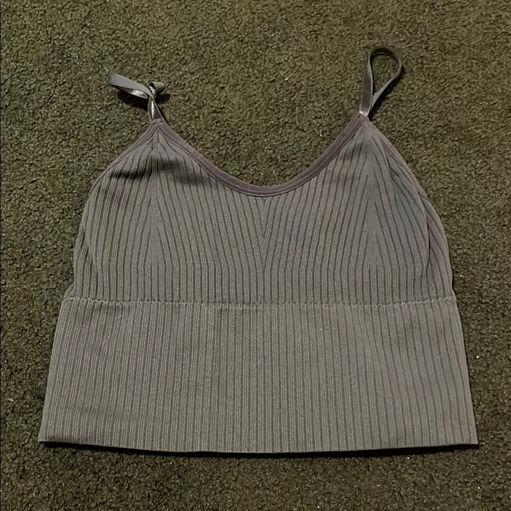 Gray Ribbed Women's Top